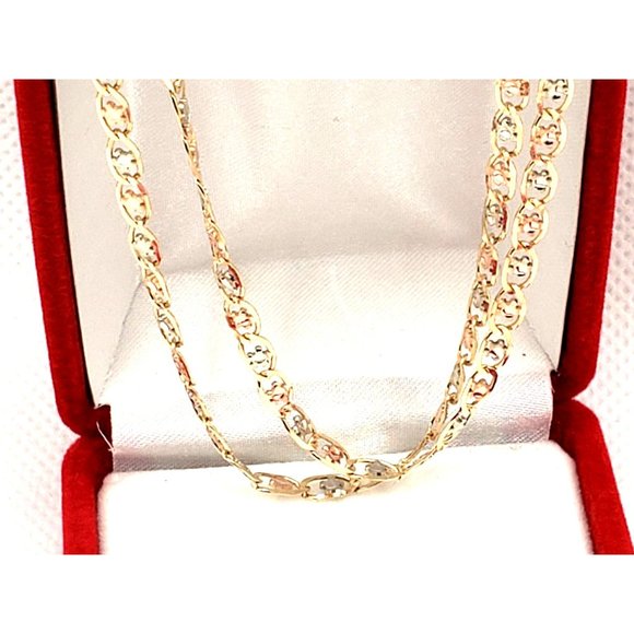 14k REAL GOLD Margarita Tricolor Chain 22" - Picture 3 of 15